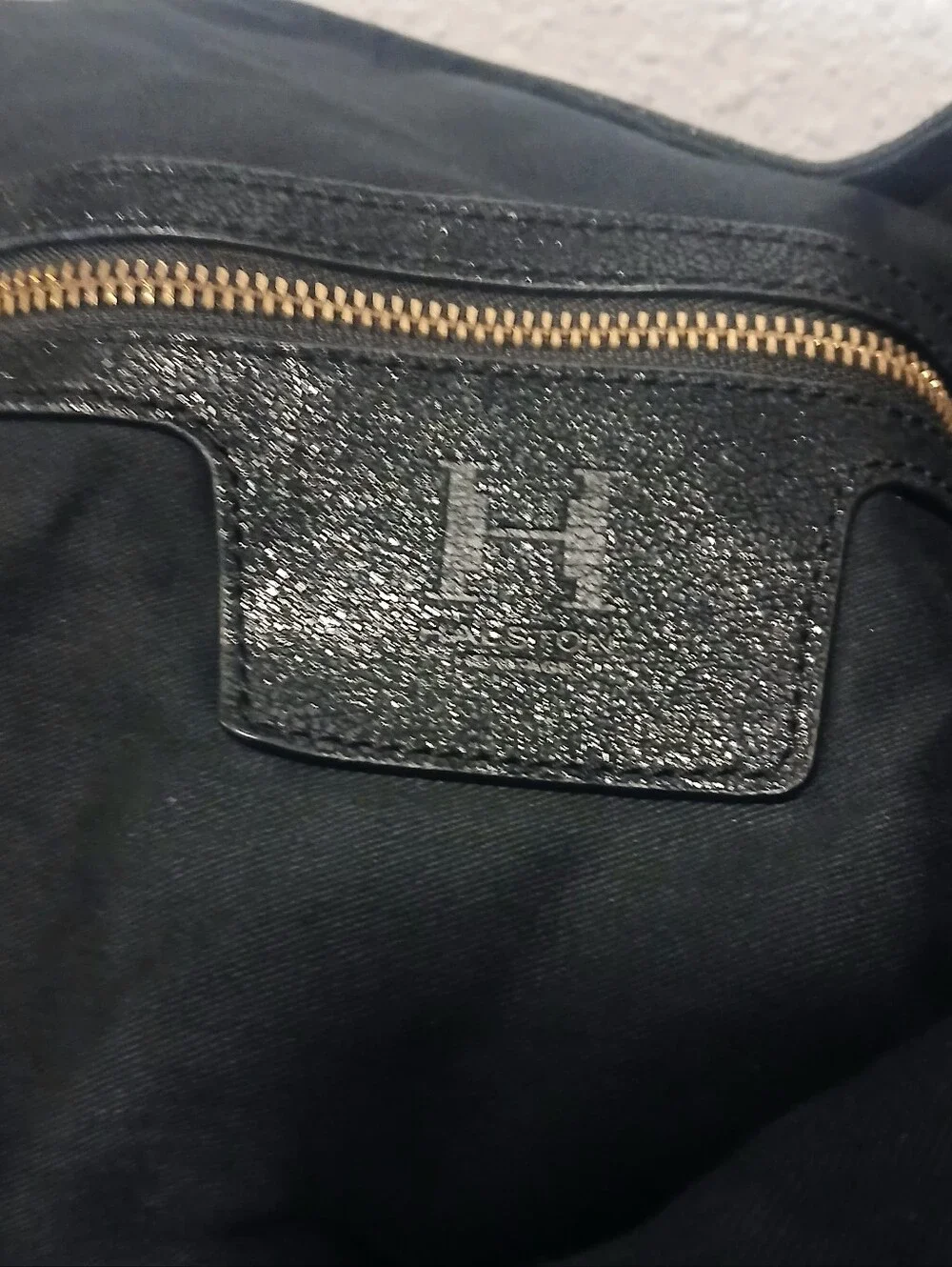 Halston Heritage Black Shimmer Leather Slouchy Hobo Bag - Gold Hardware